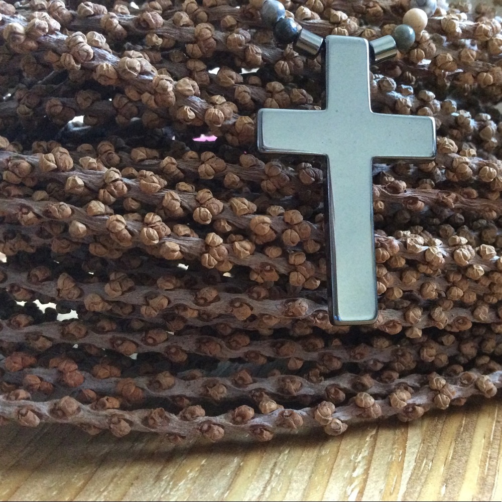 Hematite Christian Cross Necklace